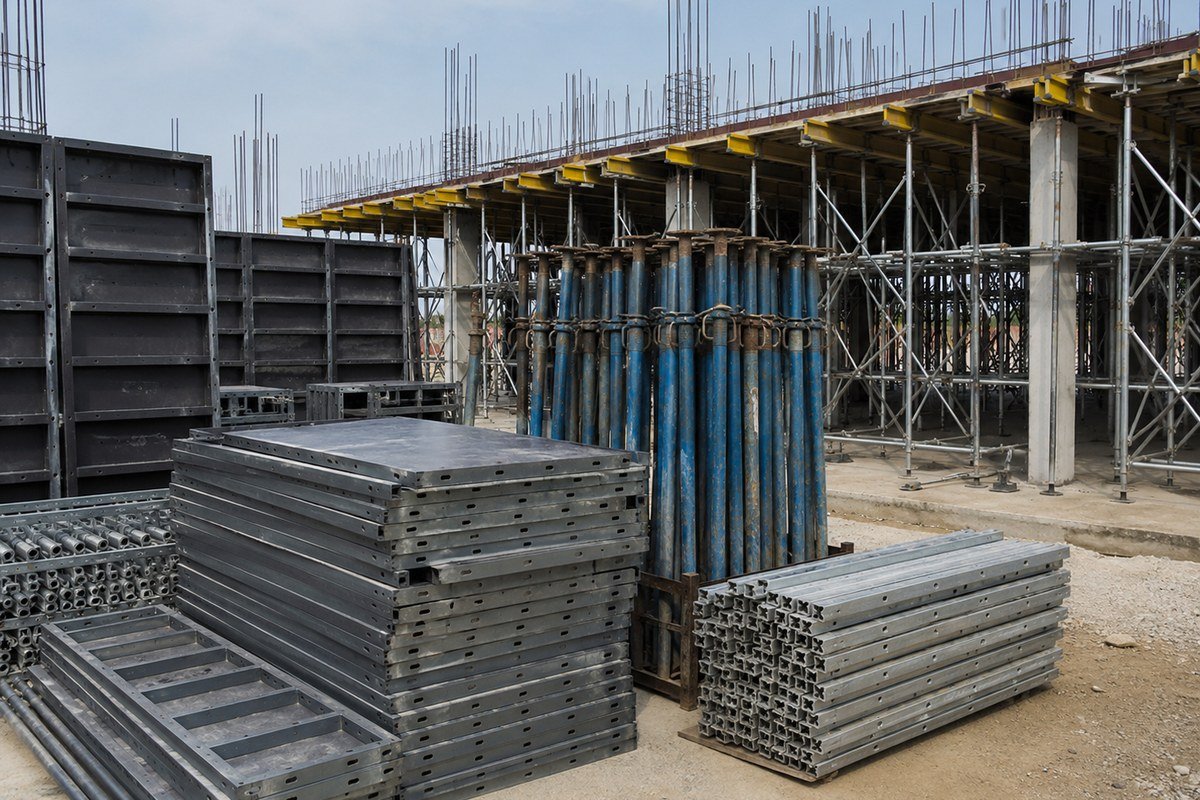 Steel shuttering and staging materials on rent